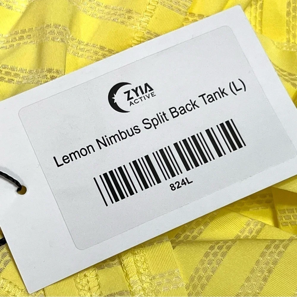 Zyia Active Lemon Nimbus Split Back Yellow Athletic Tank Top Women’s Large - Picture 10 of 14